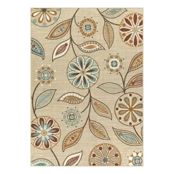 Maples Modern Floral Collection Skid Resistant Indoor Rectangular Area Rug