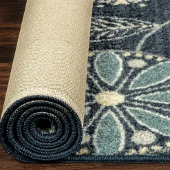 Maples Modern Floral Collection Skid Resistant Indoor Rectangular Area Rug