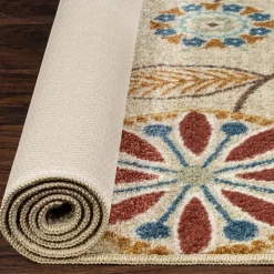 Maples Modern Floral Collection Skid Resistant Indoor Rectangular Area Rug