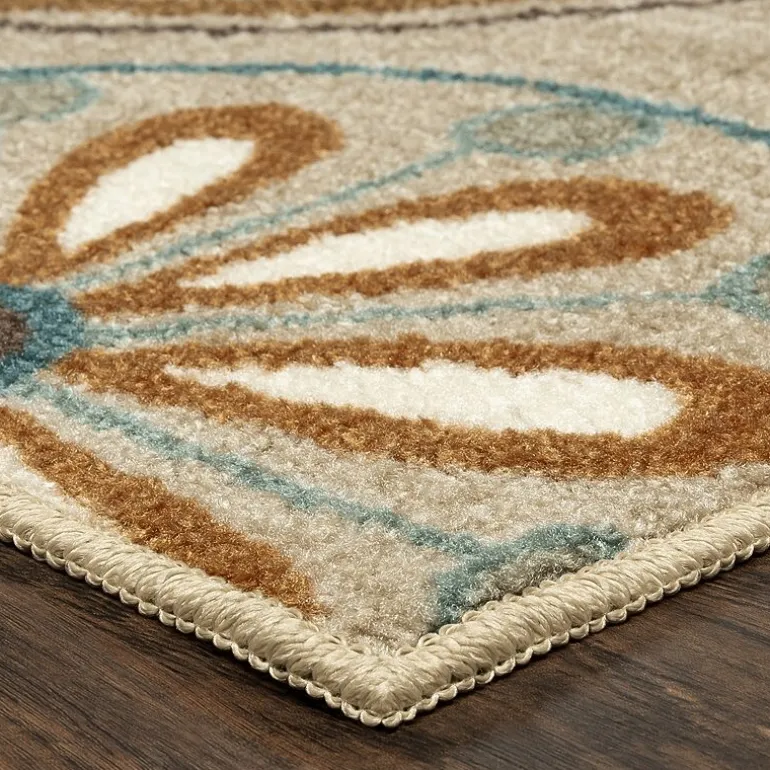 Maples Modern Floral Collection Skid Resistant Indoor Rectangular Area Rug