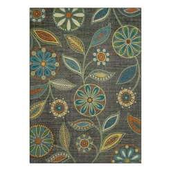 Maples Modern Floral Collection Skid Resistant Indoor Rectangular Area Rug