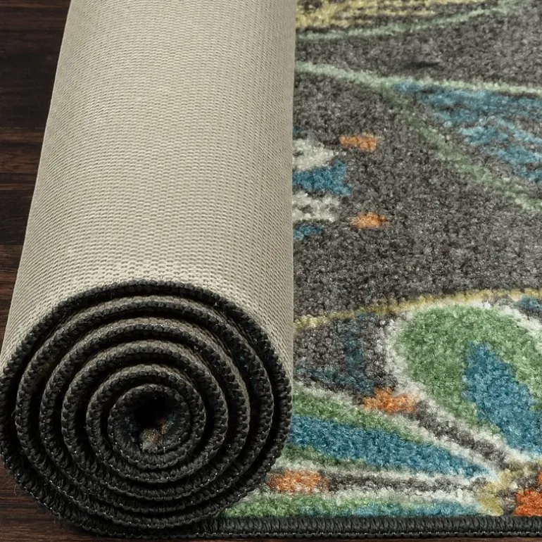 Maples Modern Floral Collection Skid Resistant Indoor Rectangular Area Rug