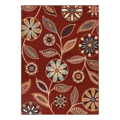 Maples Modern Floral Collection Skid Resistant Indoor Rectangular Area Rug