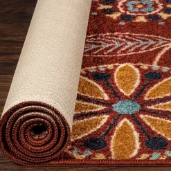 Maples Modern Floral Collection Skid Resistant Indoor Rectangular Area Rug