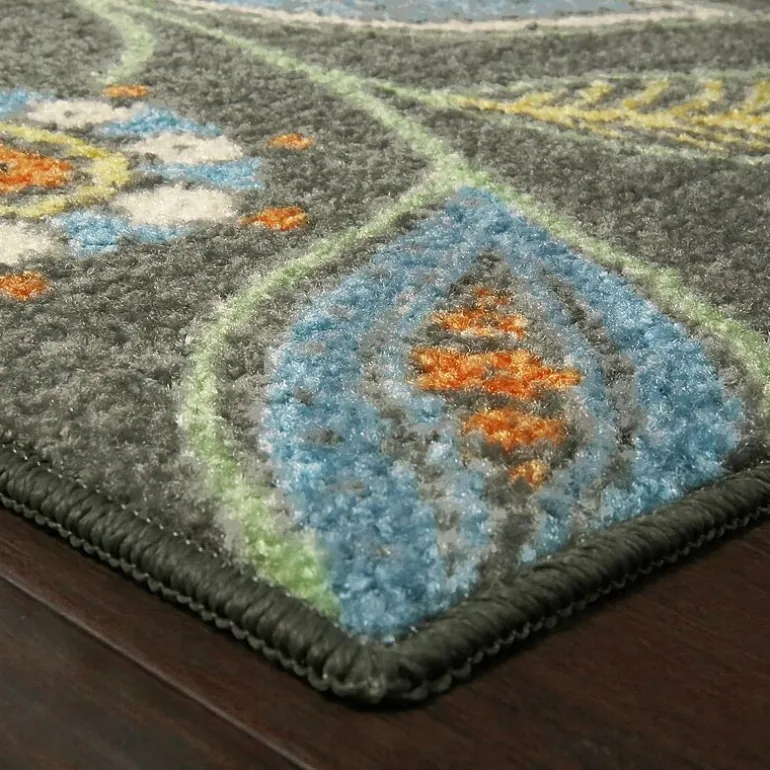Maples Modern Floral Collection Skid Resistant Indoor Rectangular Area Rug
