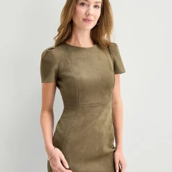 Marc New York Womens Round Neck Short Sleeve Sheath Dress