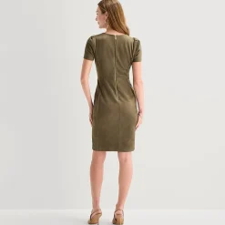 Marc New York Womens Round Neck Short Sleeve Sheath Dress