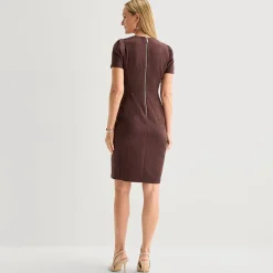 Marc New York Womens Round Neck Short Sleeve Sheath Dress