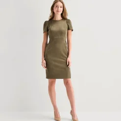 Marc New York Womens Round Neck Short Sleeve Sheath Dress