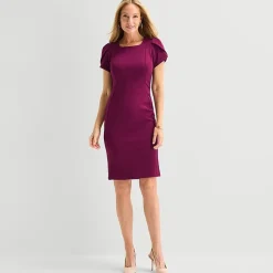 Marc New York Womens Square Neck Short Sleeve Sheath Dress