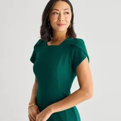 Marc New York Womens Square Neck Short Sleeve Sheath Dress