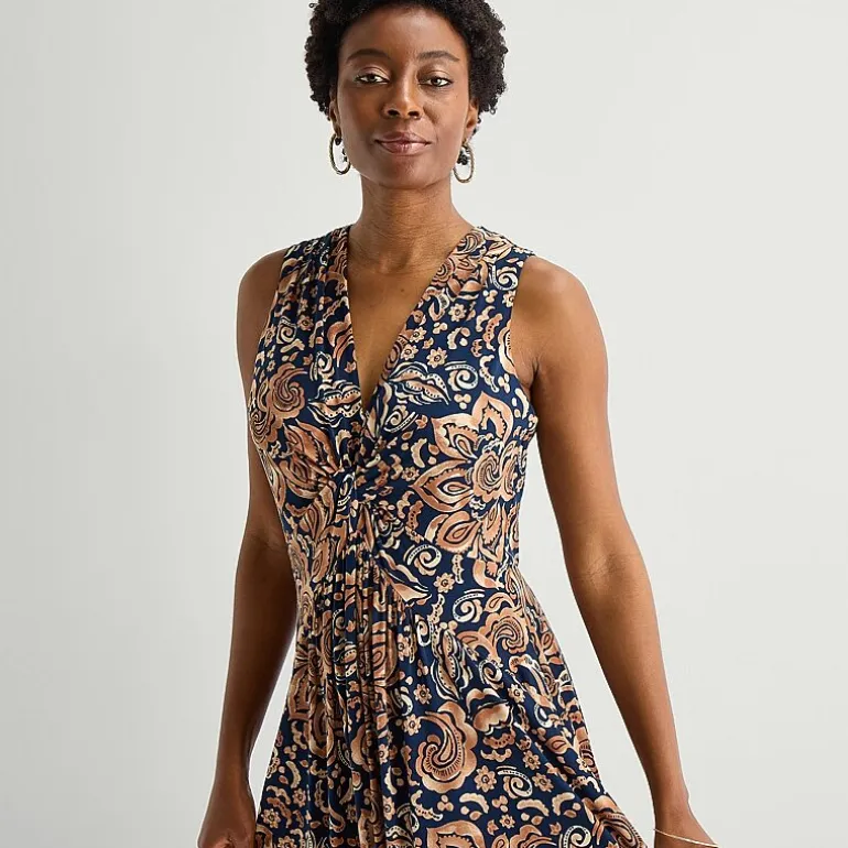 Marc New York Womens V Neck Sleeveless Maxi Dress