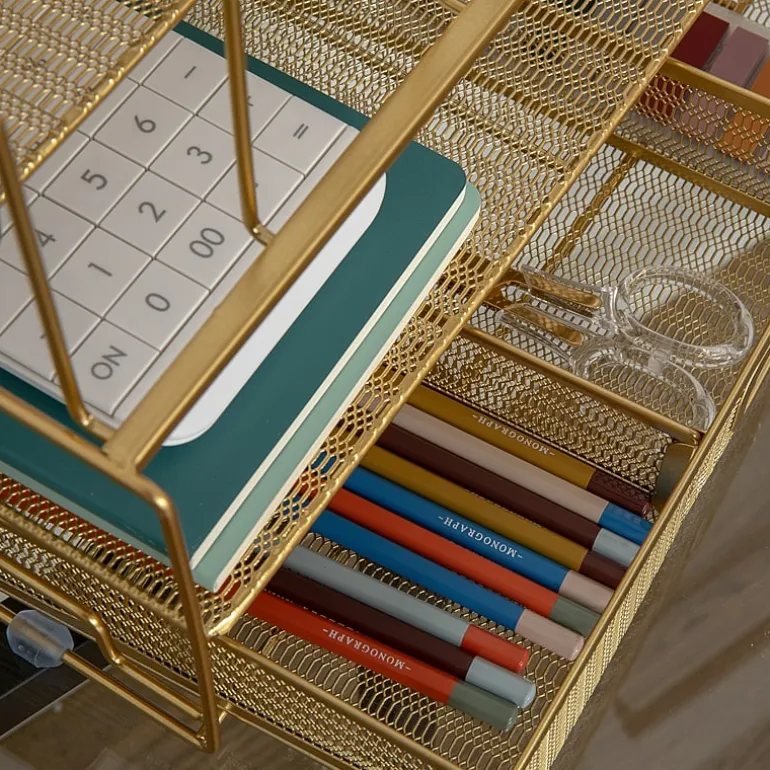 Martha Stewart Gold Desktop Organizer-Drawer