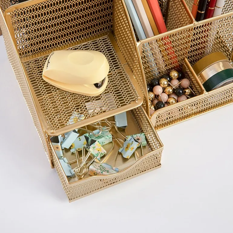 Martha Stewart Gold Small Desktop Organizer