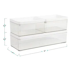 Martha Stewart 3 Pack Clear Bins With White PET Lids