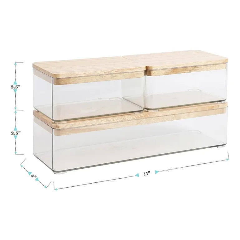 Martha Stewart 3 Pack Clear Bins With White MDF Lids