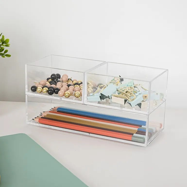 Martha Stewart 3 Piece Clear Desktop Organizers