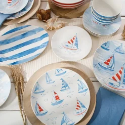 Martha Stewart Salt and Shore Americana 16 inch Ceramic Oval Platter