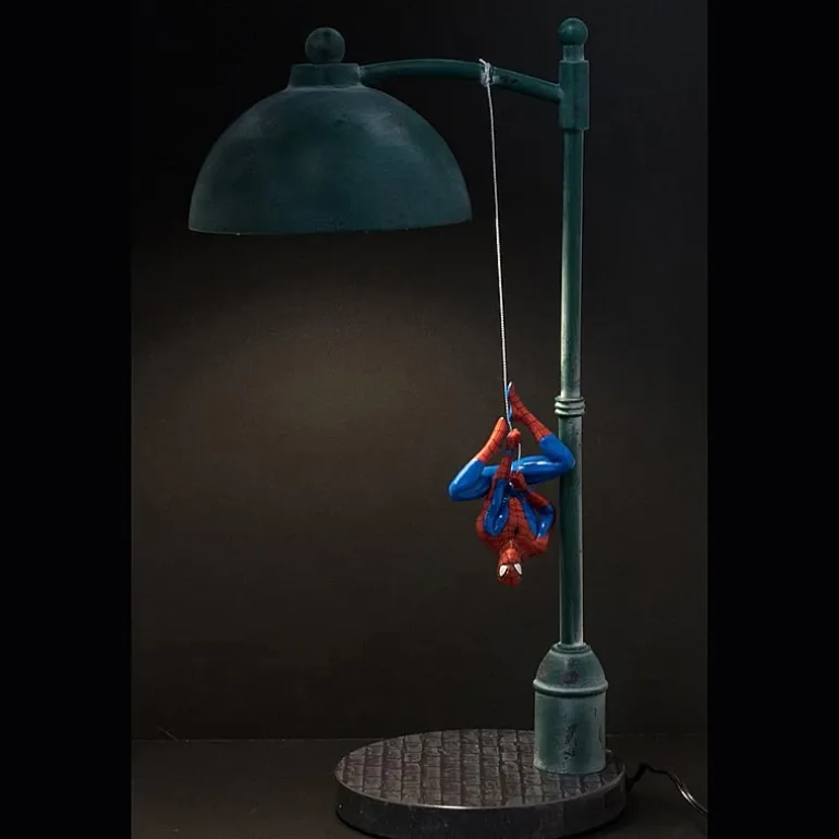 Marvel Street Lamp With Spiderman Figure 16 Inch Led Desk Lamp