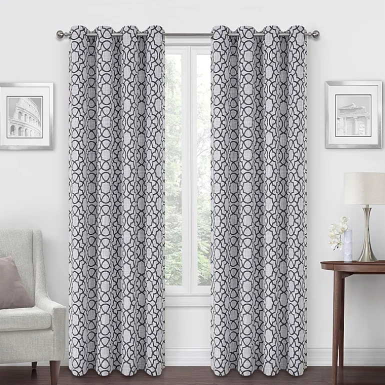 Max Blackout Campbell Geo Jacquard Grommet Top Energy Saving 100% Blackout Single Curtain Panel