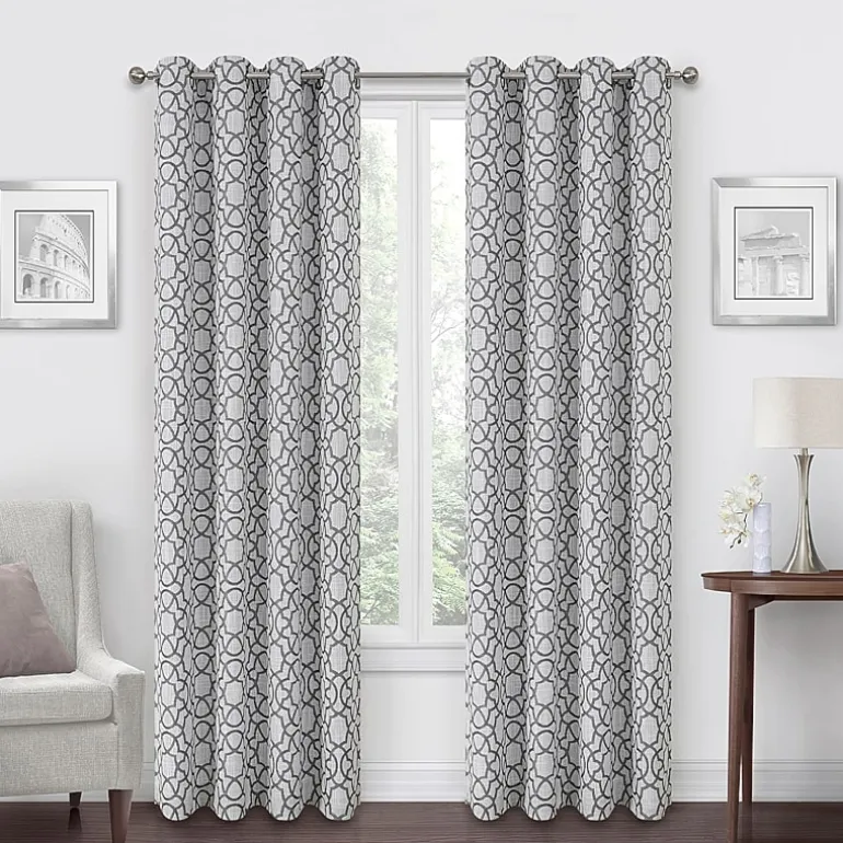 Max Blackout Campbell Geo Jacquard Grommet Top Energy Saving 100% Blackout Single Curtain Panel