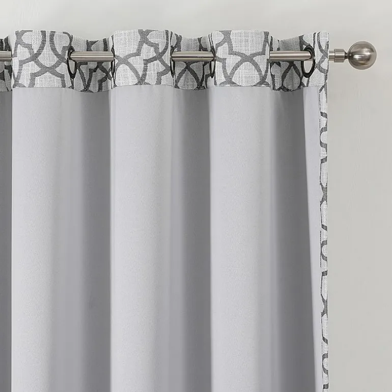 Max Blackout Campbell Geo Jacquard Grommet Top Energy Saving 100% Blackout Single Curtain Panel