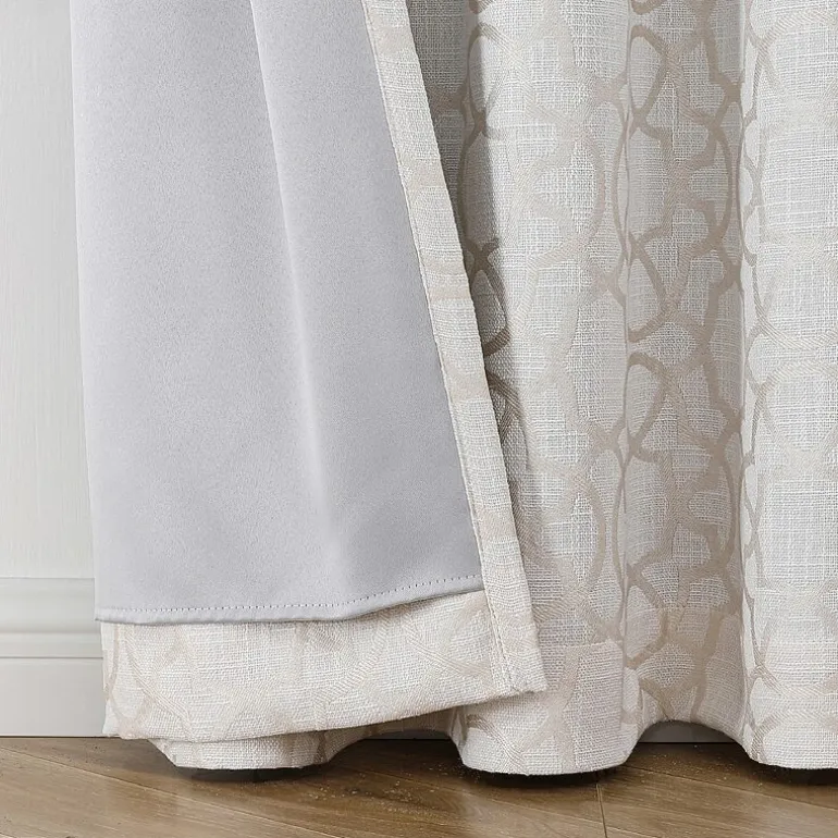 Max Blackout Campbell Geo Jacquard Grommet Top Energy Saving 100% Blackout Single Curtain Panel