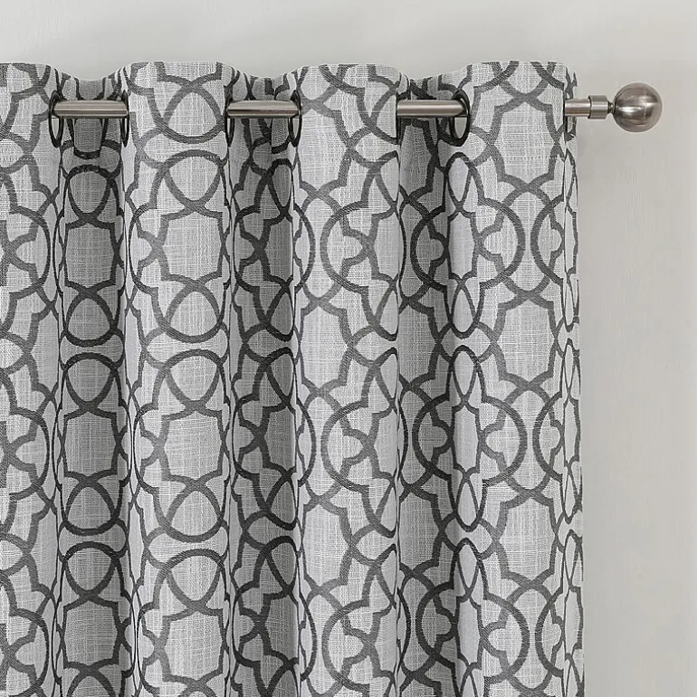 Max Blackout Campbell Geo Jacquard Grommet Top Energy Saving 100% Blackout Single Curtain Panel