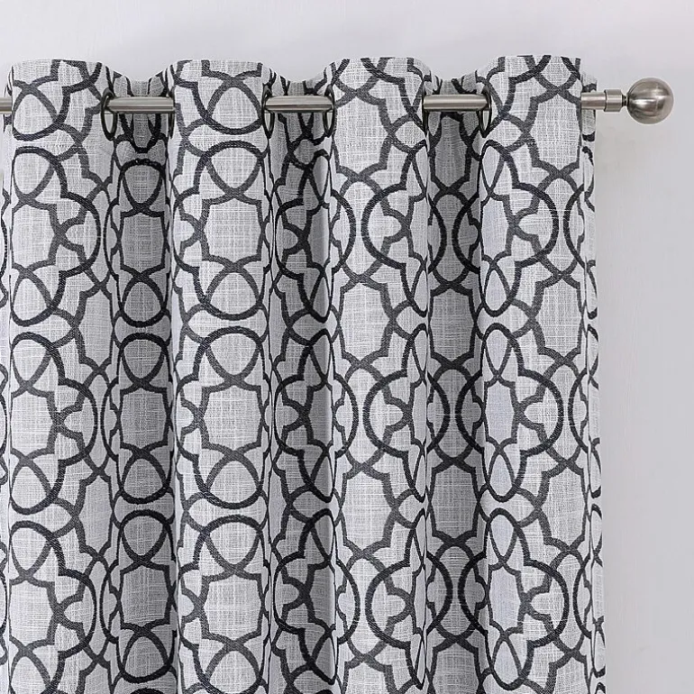 Max Blackout Campbell Geo Jacquard Grommet Top Energy Saving 100% Blackout Single Curtain Panel