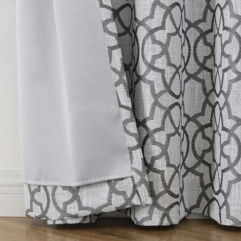 Max Blackout Campbell Geo Jacquard Grommet Top Energy Saving 100% Blackout Single Curtain Panel
