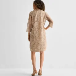 Maya Brooke Womens Beaded Jacket Dress