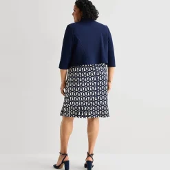 Maya Brooke Womens Plus Abstract Jacket Dress