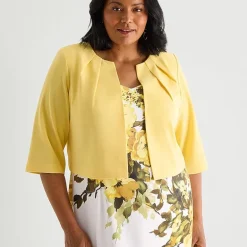 Maya Brooke Womens Plus Floral Jacket Dress
