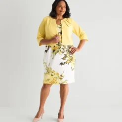 Maya Brooke Womens Plus Floral Jacket Dress