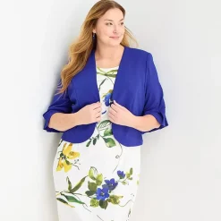 Maya Brooke Womens Plus Floral Jacket Dress