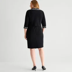 Maya Brooke Womens Plus Grid Jacket Dress