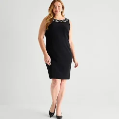 Maya Brooke Womens Plus Grid Jacket Dress