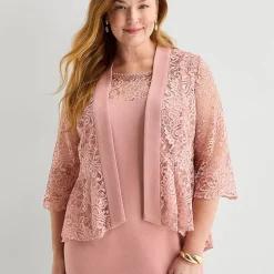 Maya Brooke Womens Plus Jacket Dress