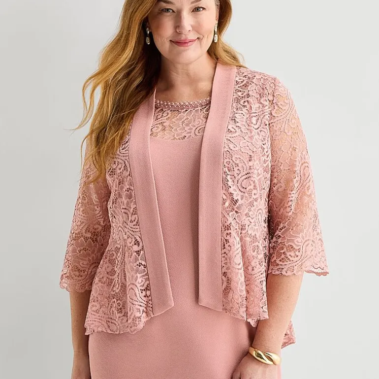 Maya Brooke Womens Plus Jacket Dress