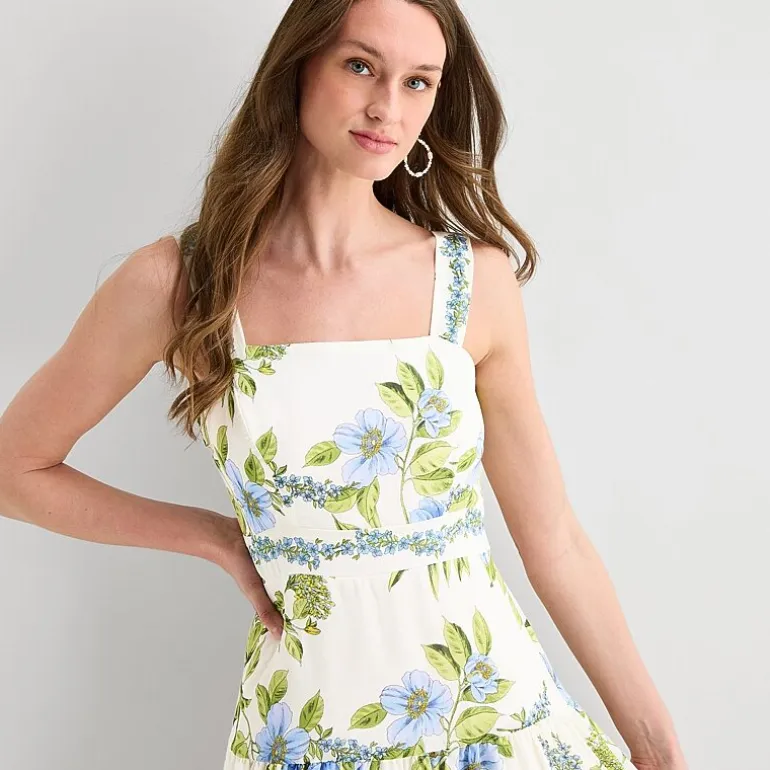 Melonie T Womens Square Neck Sleeveless Maxi Dress