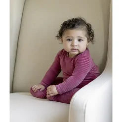 MeMoi Baby and Toddler Cotton-Rich Drop-Needle Footie With MiniMoi Trim