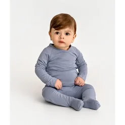 MeMoi Baby and Toddler Crossover-Neckline Stretch Modal Footie