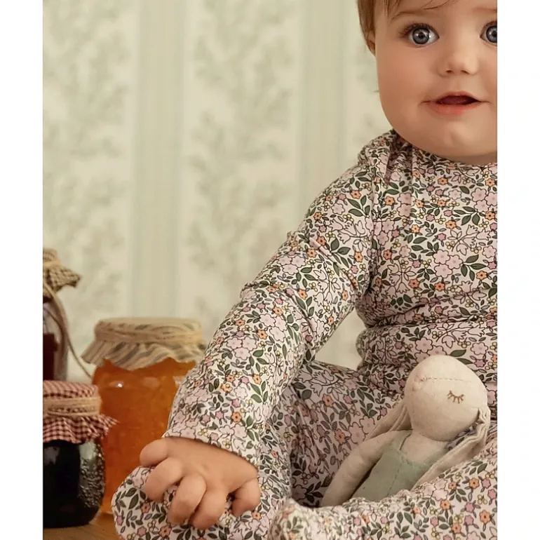 MeMoi Baby and Toddler Girls "Kaleidoscope Bouquet" Cotton Rich Footie