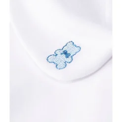 MeMoi Baby and Toddler 100% Pima Cotton Peter Pan Collar Footie with Teddy Bear Embroidery