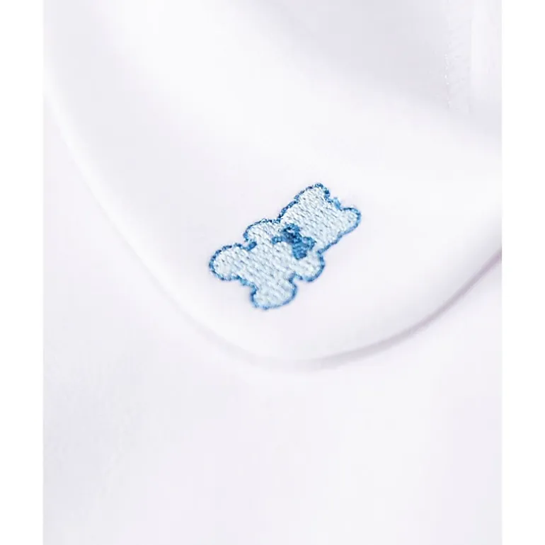 MeMoi Baby and Toddler 100% Pima Cotton Peter Pan Collar Footie with Teddy Bear Embroidery