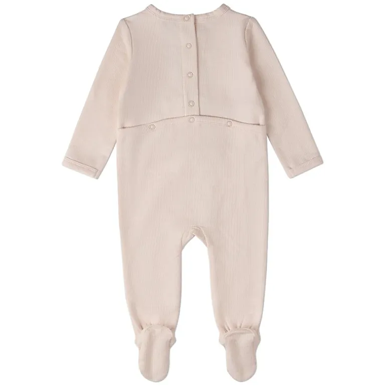 MeMoi Baby Girls "A Little Flower Power" Embroidered Long-Sleeve Footie