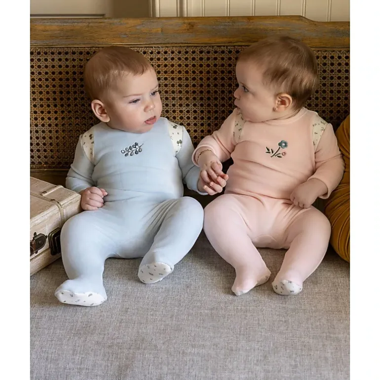 MeMoi Baby Girls "Fairy Flowers" Embroidered Velour Footie