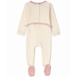 MeMoi Baby Girls "Framed Florals" Ribbed Cotton-Blend Embroidered Footie