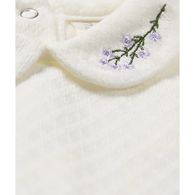 MeMoi Baby Girls "Lilacs Are The Sweetest Bloom" Embroidered Footie
