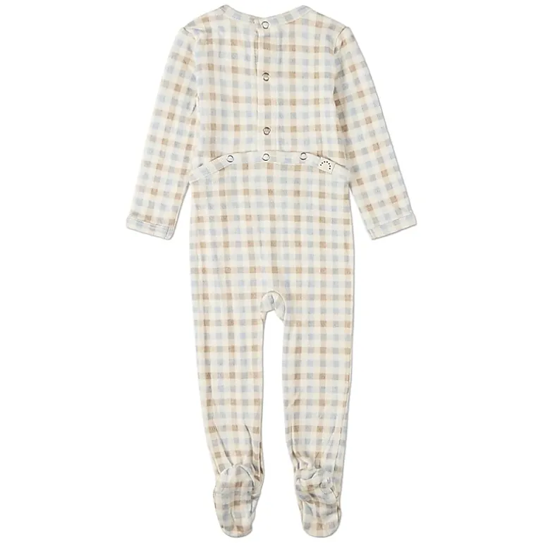 MeMoi Baby "Let Your Dreams Set Sail" Rayon/Cotton Plaid Pointelle Footie